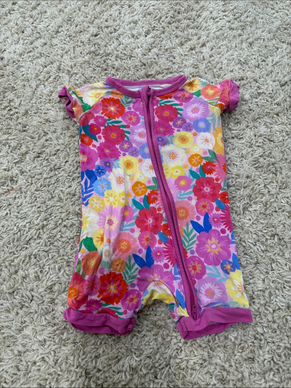 Little Sleepies Pink Multicolor Floral Zip One-Piece